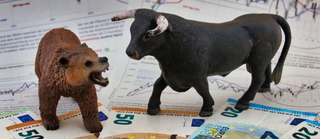 牛市和熊市, 公牛, 熊, 股票交易, 钱, 分享, 股价, 似乎, 证券